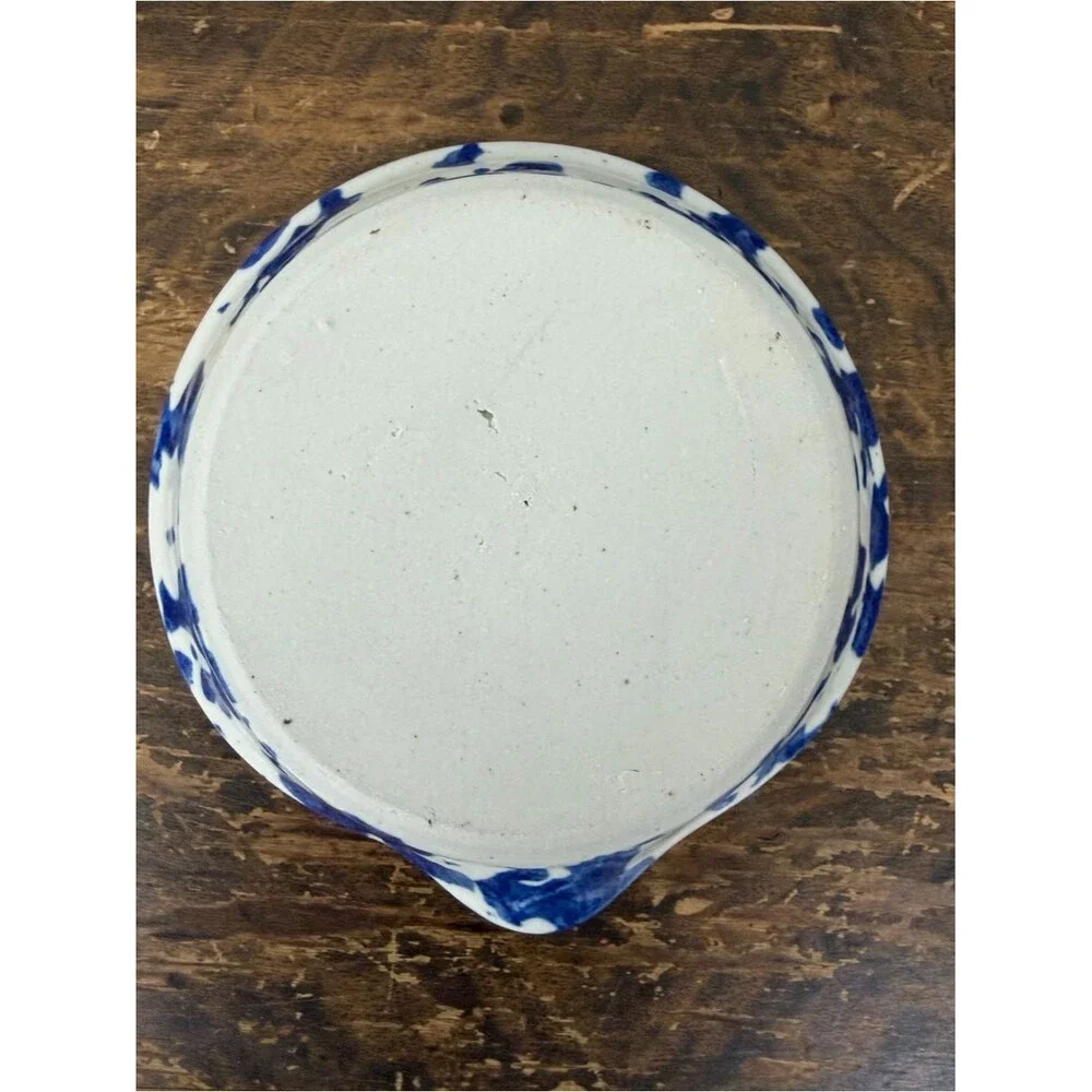 Blue and white spongeware ceramic spoonrest